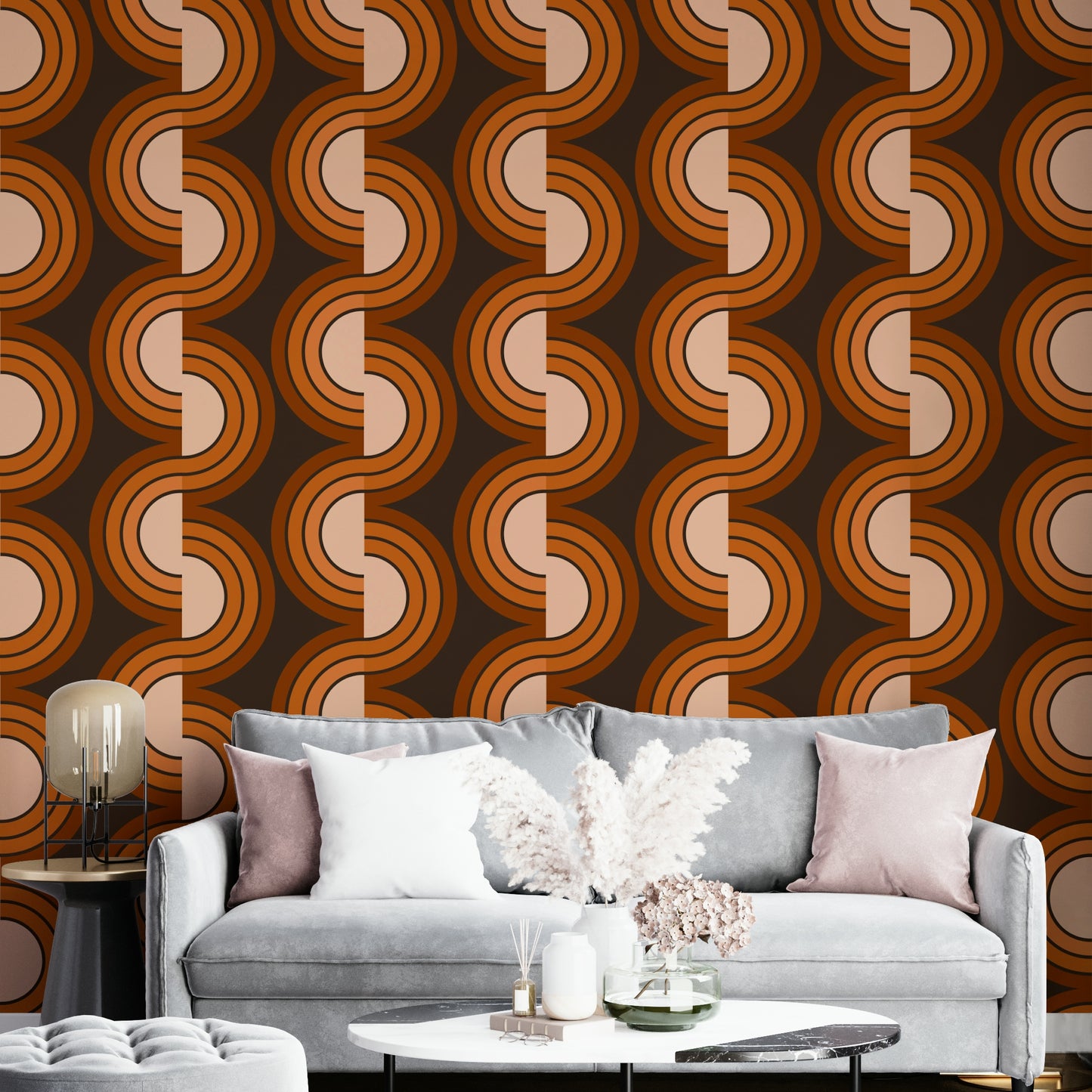 A vibrant abstract shapes wall mural for bold decor.

