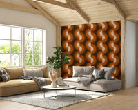 A peaceful retro abstract mural on decorative wallpaper.

