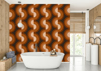 A beautiful colorful geometric wallpaper mural with a retro feel.

