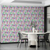 A graceful subtle pattern wall mural in cool, natural tones.

