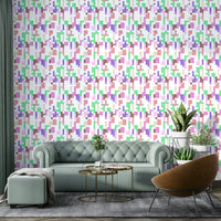 A contemplative pixelated design wallpaper mural for a feature wall.

