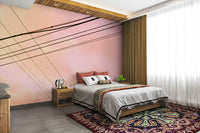 A beautiful modern graphic wall mural for a living room.

