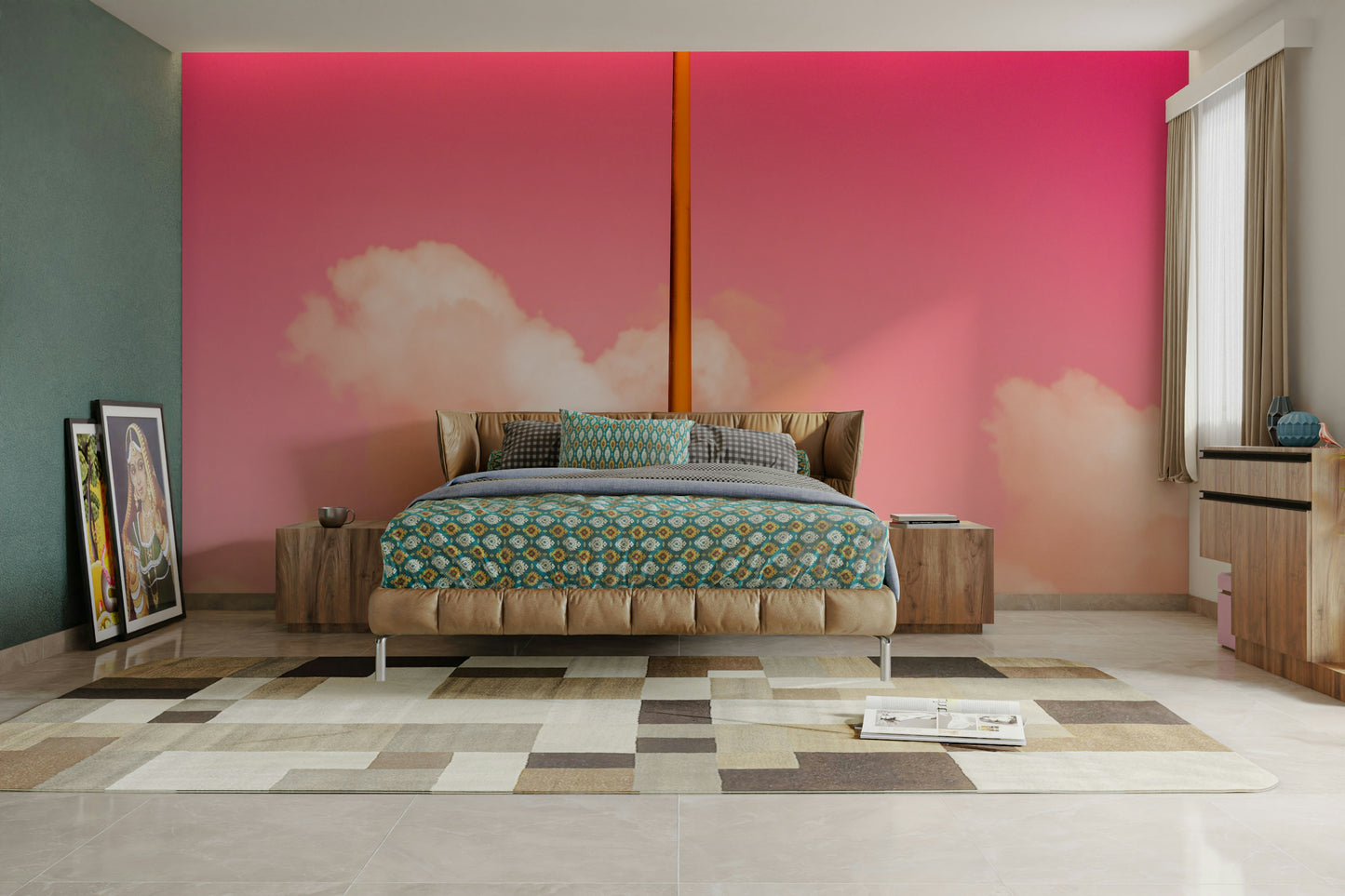 The Pink Half Wall Mural