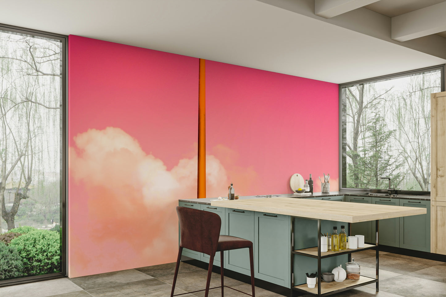 The Pink Half Wall Mural