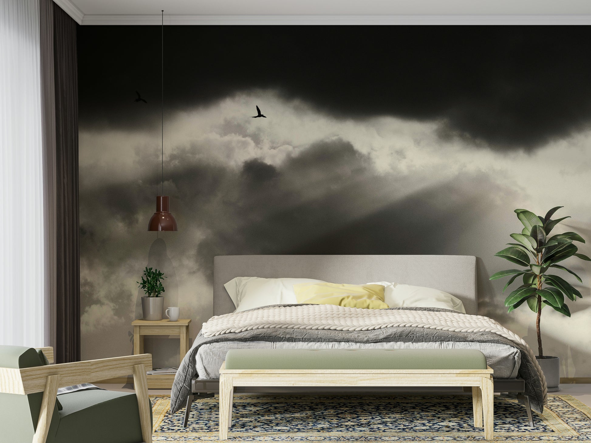 An artistic corner statement mural for home decor.

