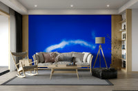 A calming serene sky wallpaper mural that defines a space.

