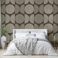 A beautiful rustic geometric wall mural for a living room.

