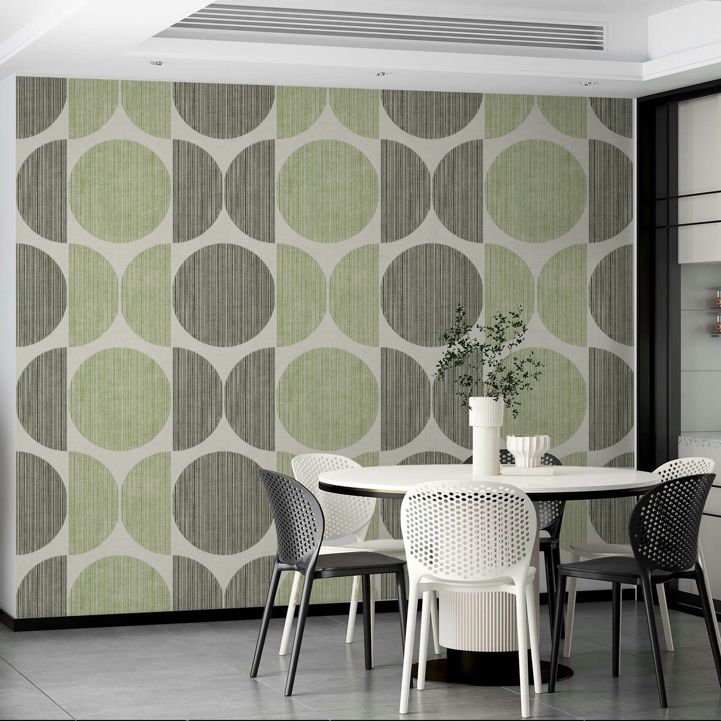 An artistic minimalist shape mural for home decor.

