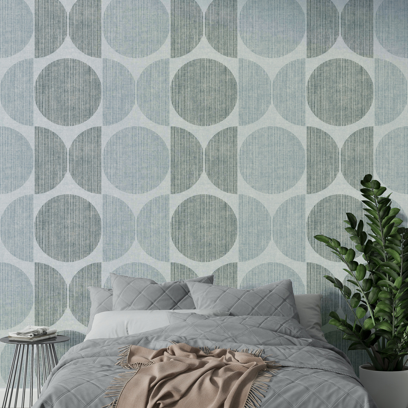 A serene light blue geometric wall mural for your decor.

