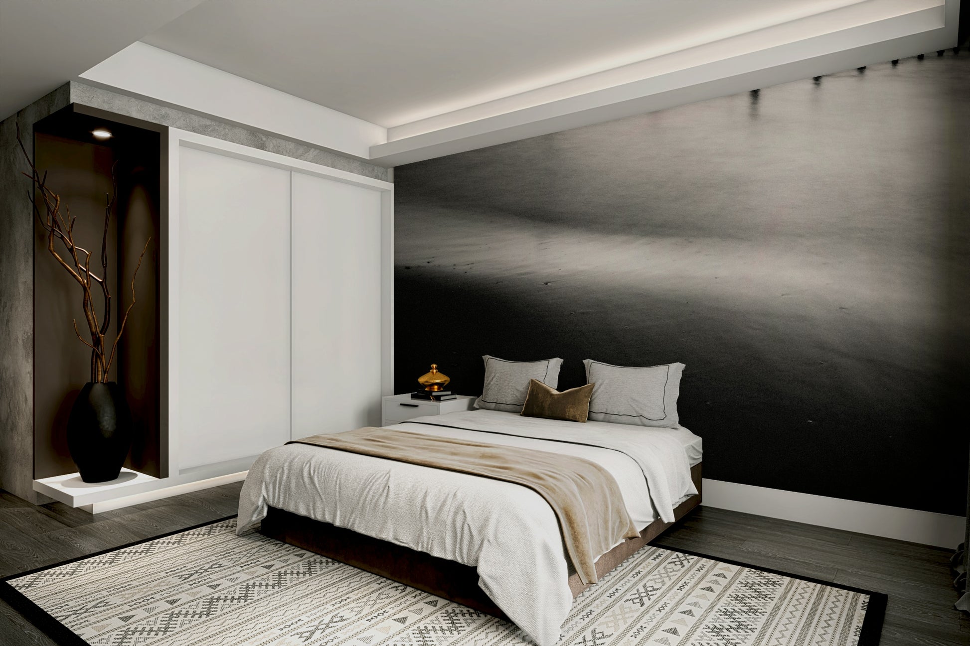 An artistic nature seascape mural for home decor.

