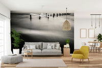 A calming water movement wallpaper mural that defines a space.

