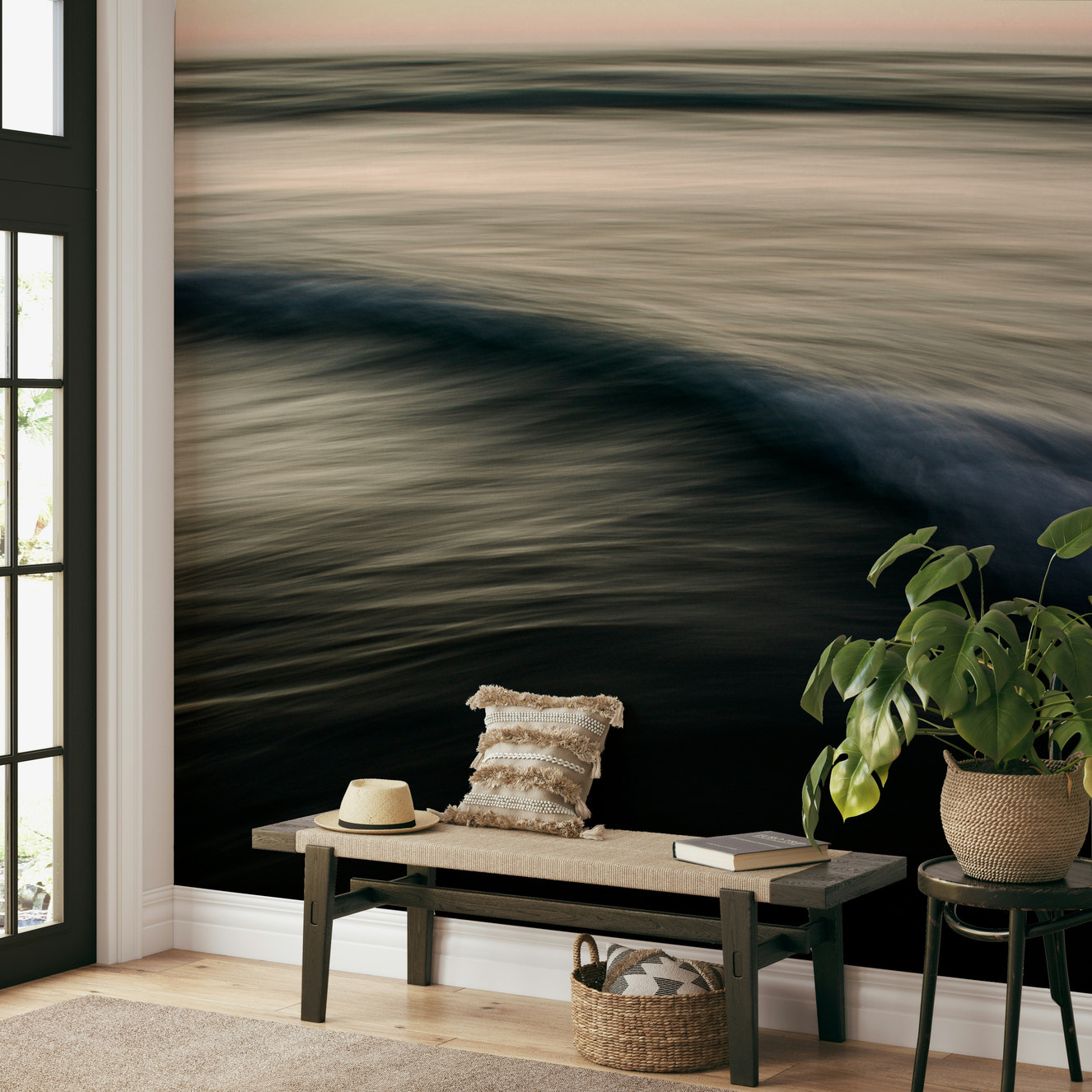 A beautiful abstract wave wallpaper mural for a modern home.

