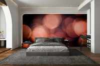 A peaceful water reflection mural on decorative wallpaper.

