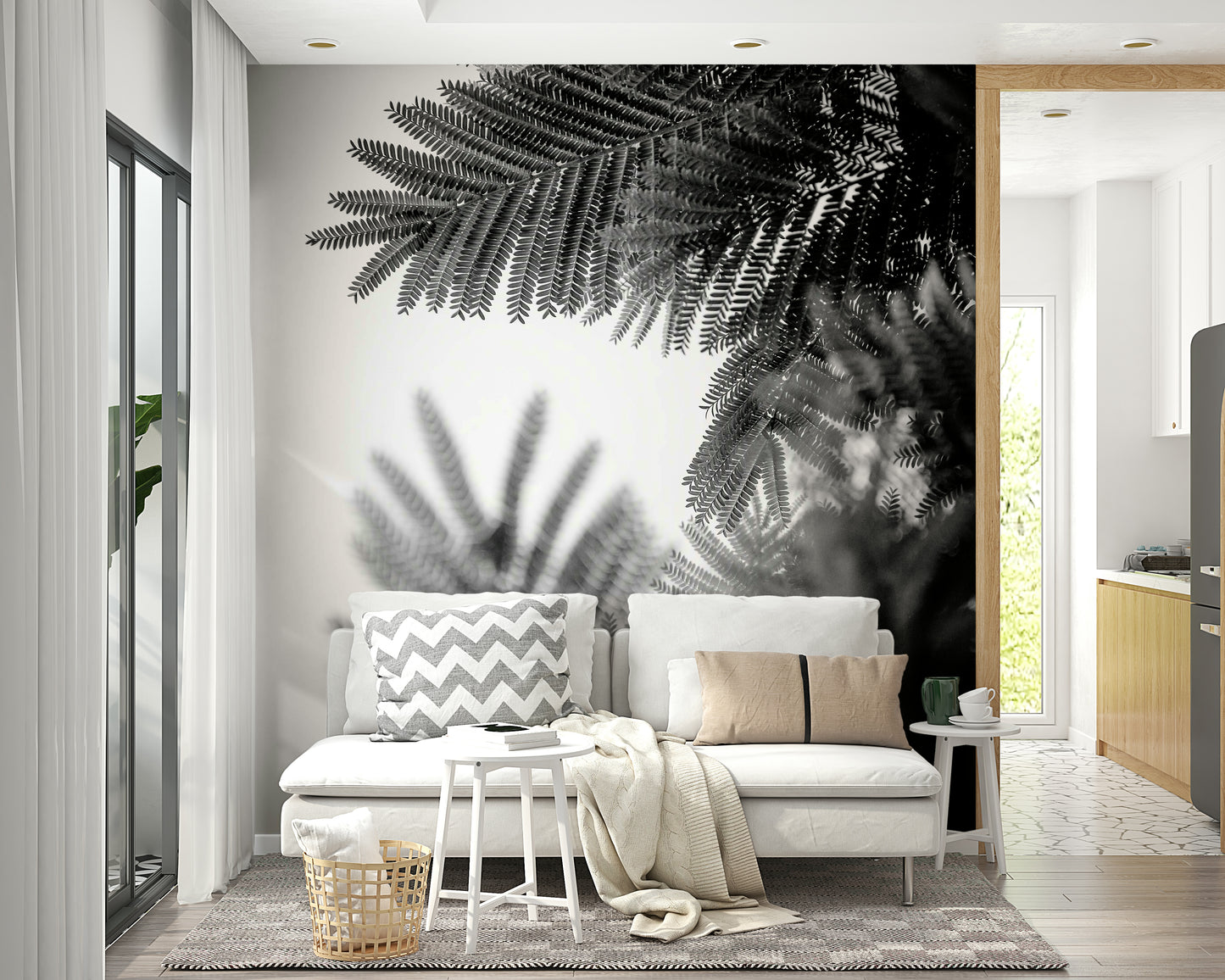 A beautiful modern art wall mural for a living room.

