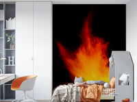 A peaceful gathering scene mural on decorative wallpaper.

