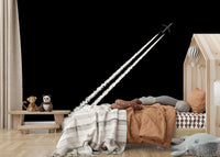 A calming modern design wallpaper mural that defines a space.

