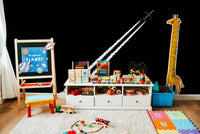 An artistic abstract design mural on minimalist wallpaper.

