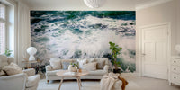 A contemplative white splash wallpaper mural for a feature wall.


