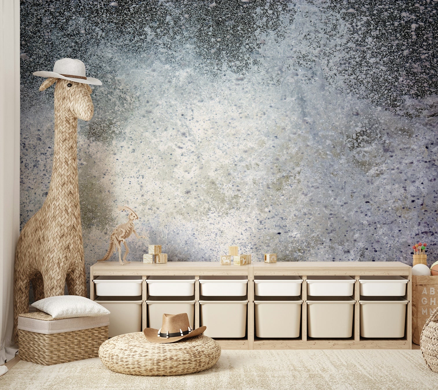 A beautiful wide-angle wall mural of abstract motion.

