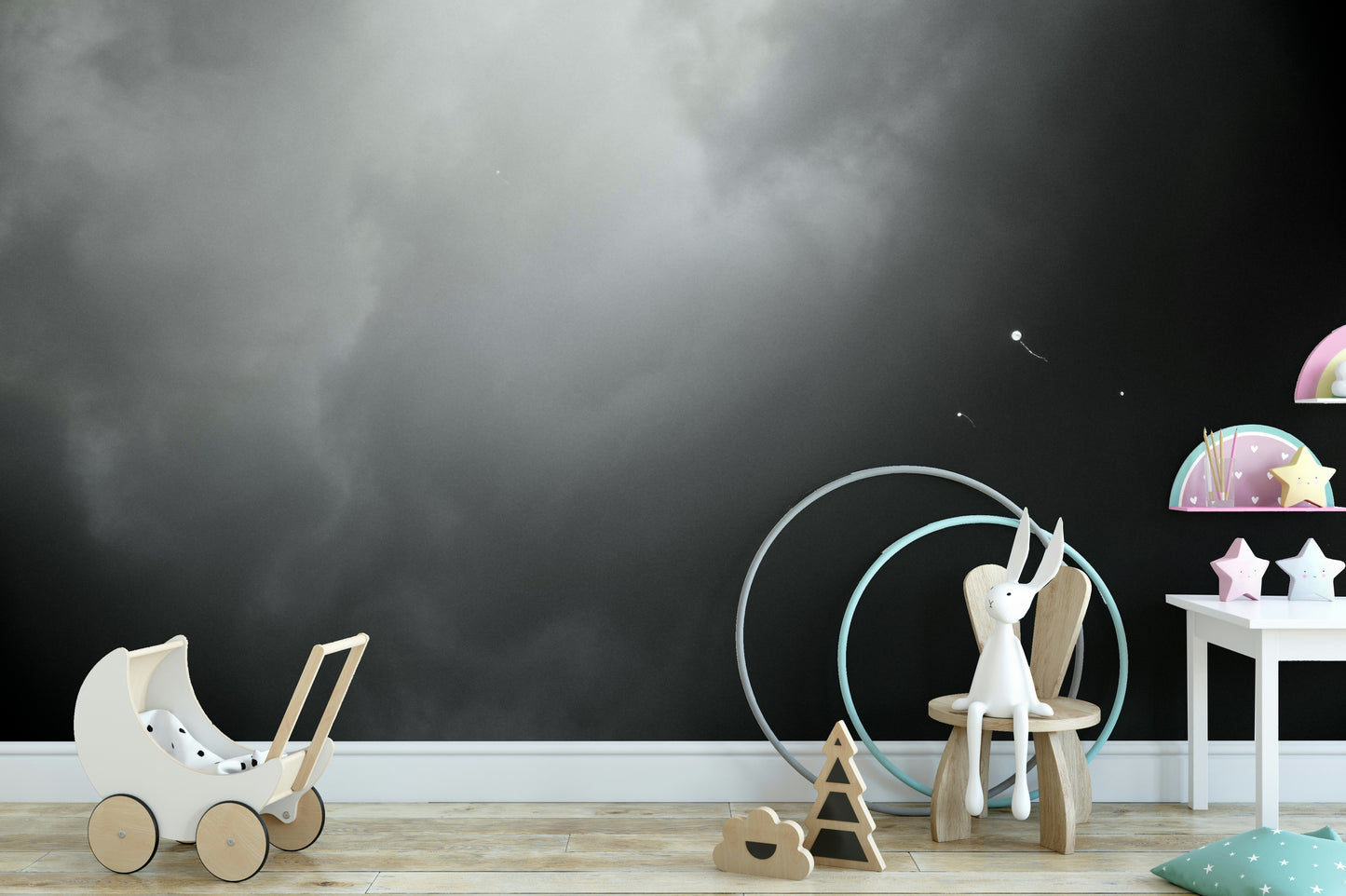 Four balloons and another one Wall Mural