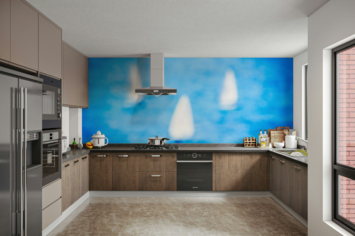 3 Sailboats Wall Mural