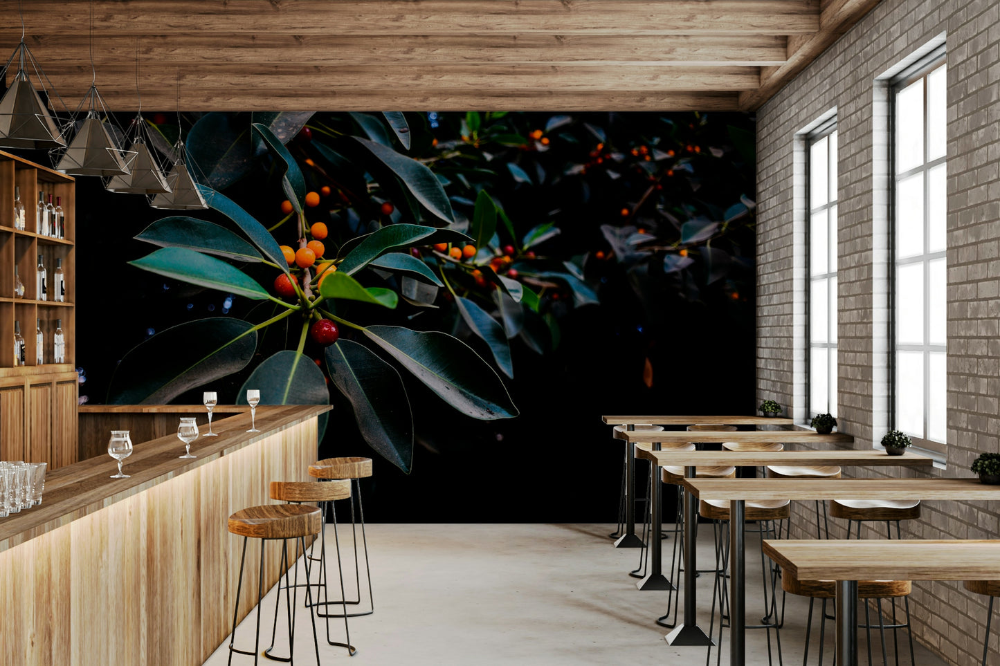Orange, Green and Dark Wall Mural