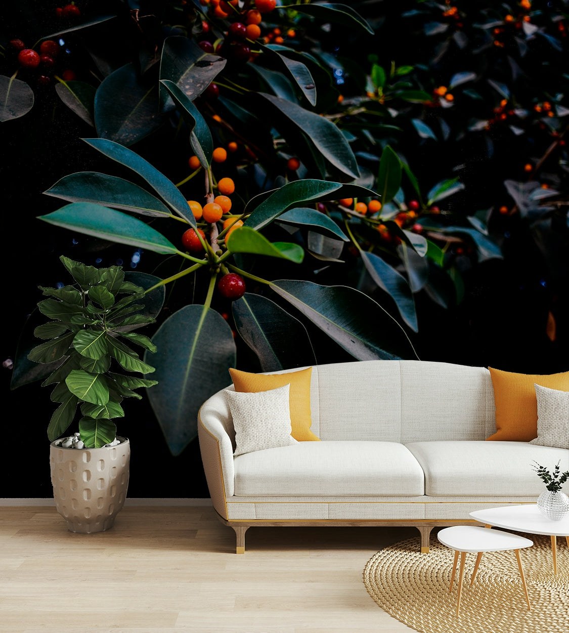 Orange, Green and Dark Wall Mural