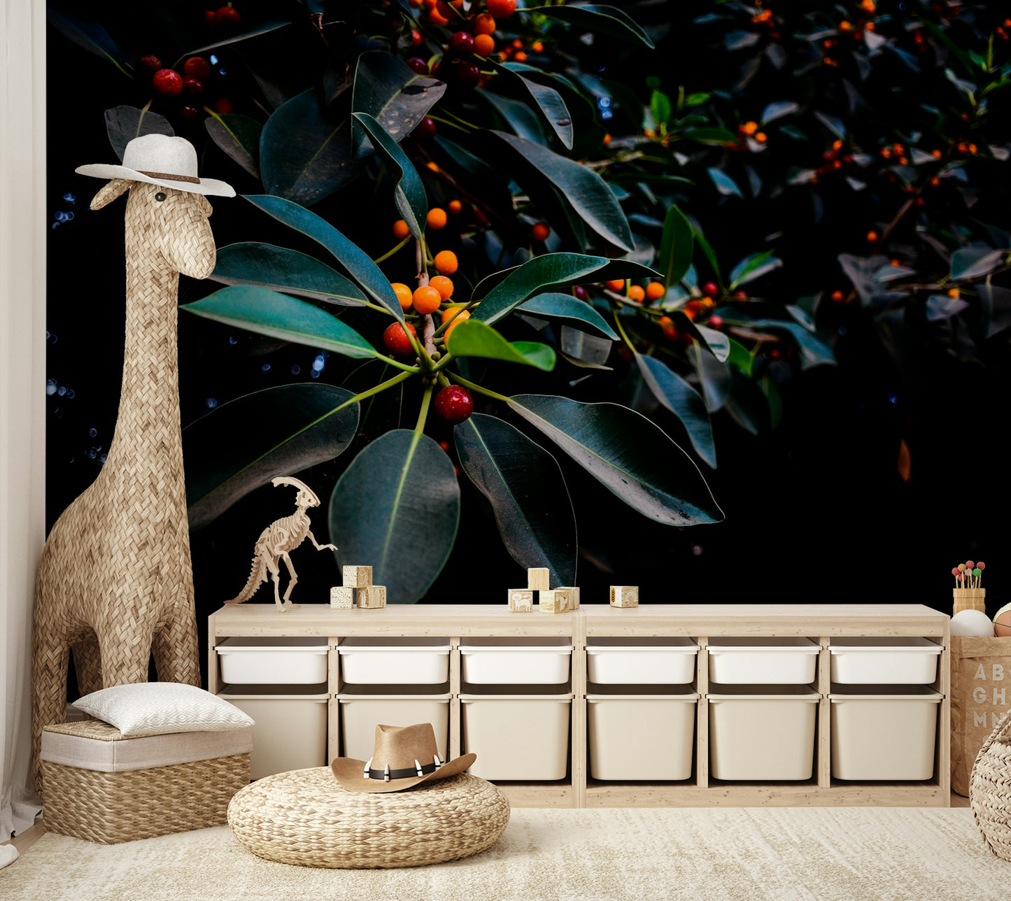 Orange, Green and Dark Wall Mural