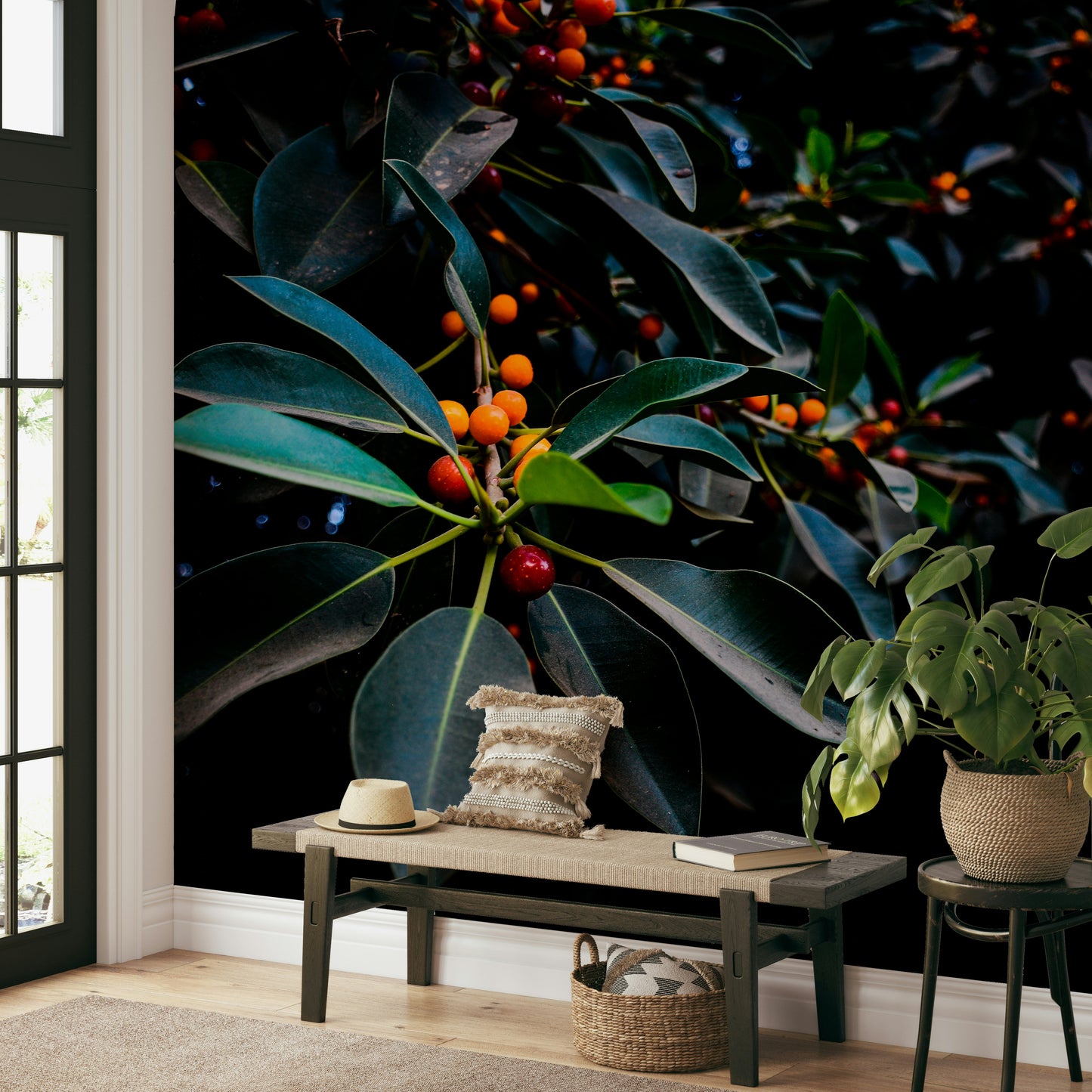 Orange, Green and Dark Wall Mural