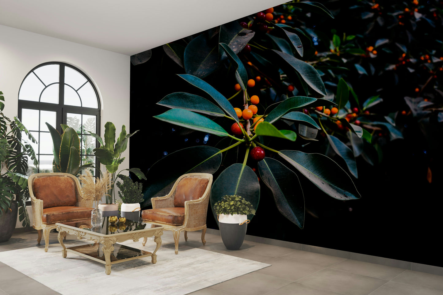 Orange, Green and Dark Wall Mural