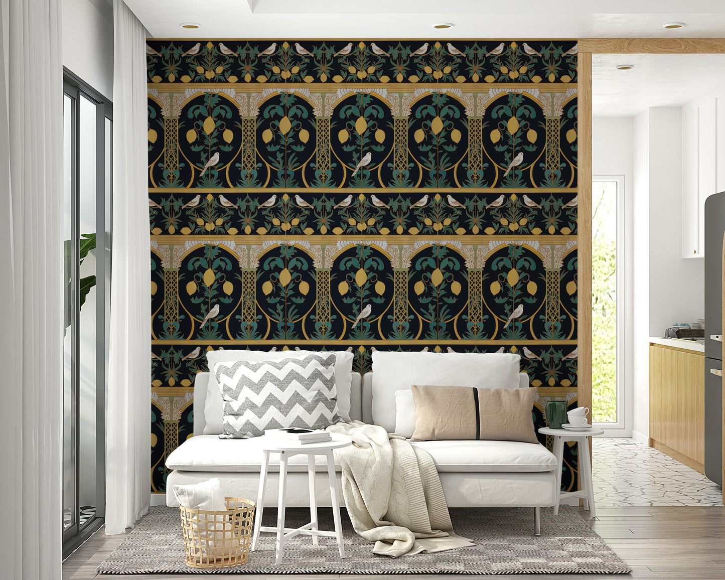 Italian Lemon Garden Mediterranean Elegant Night  Wallpaper⁠