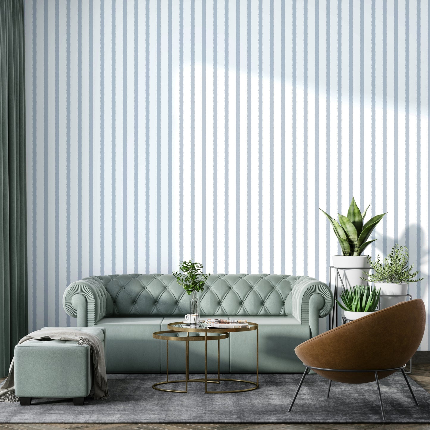 Organic Stripes in Light Blue Wallpaper⁠
