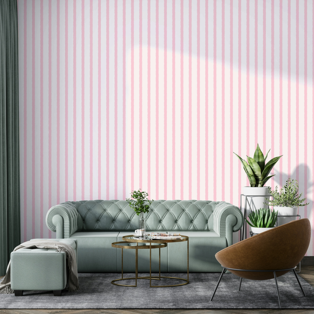 Organic Stripes Pink Wallpaper⁠