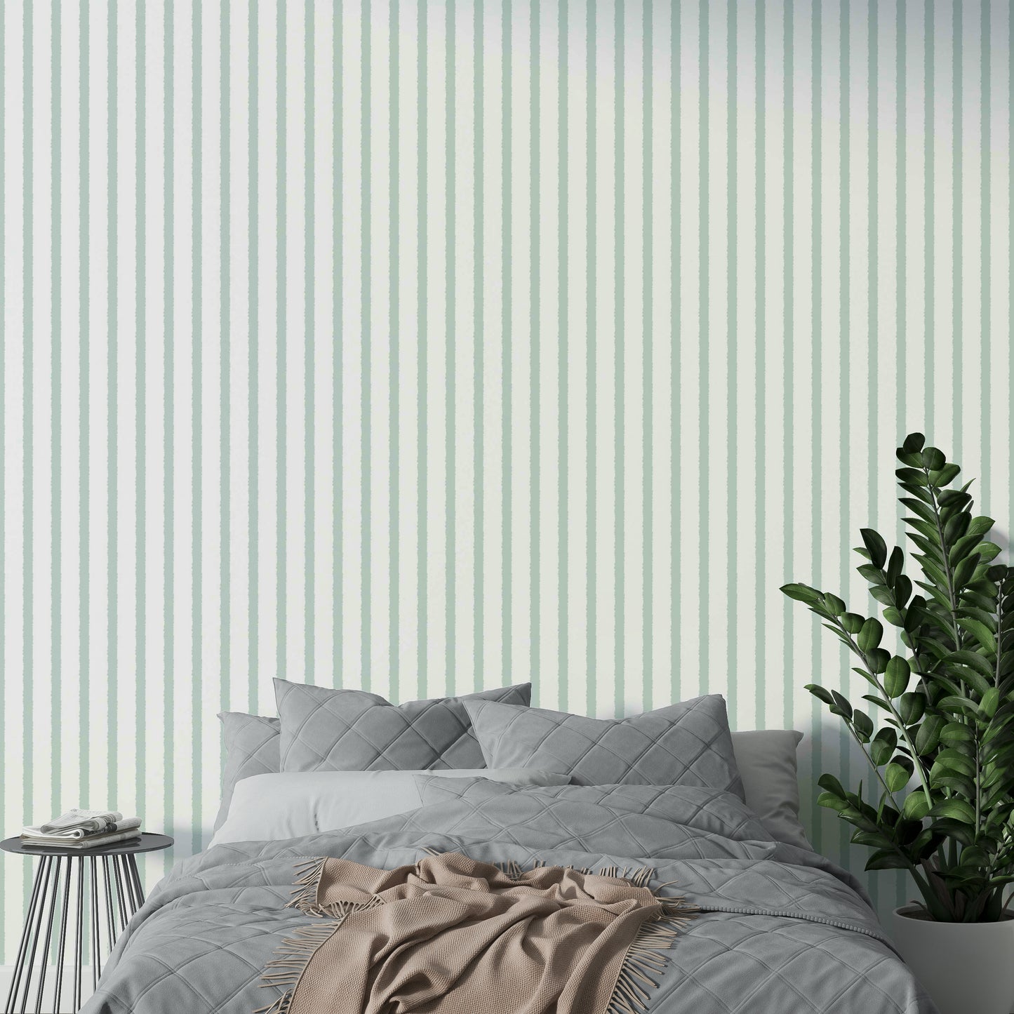 Organic Stripes Light Sage Wallpaper⁠