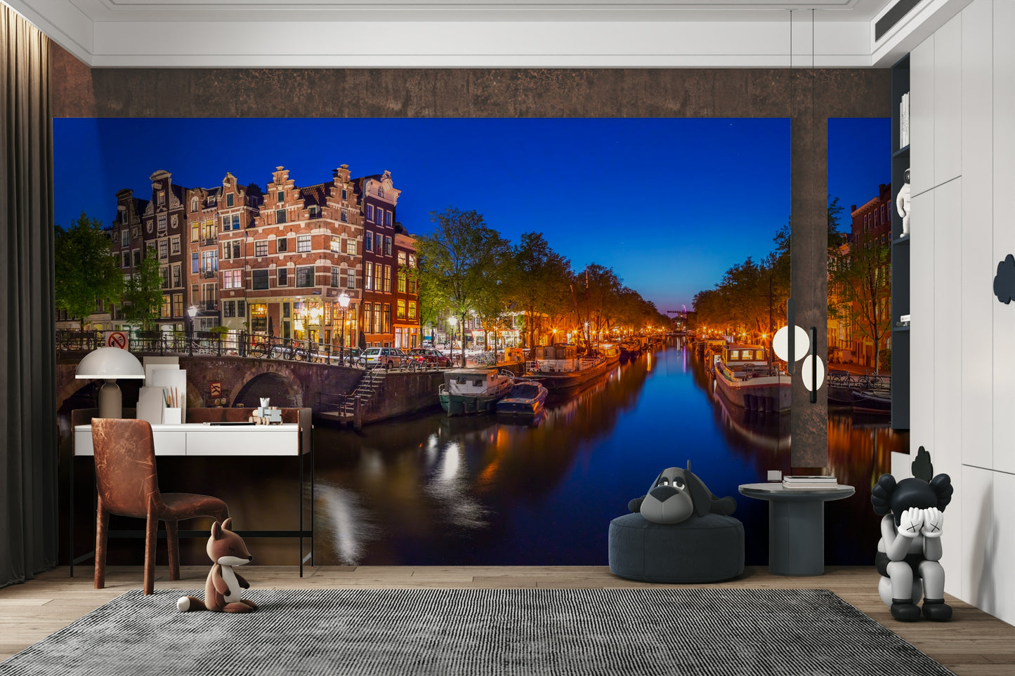 Amsterdam Night Canvas Wall Mural