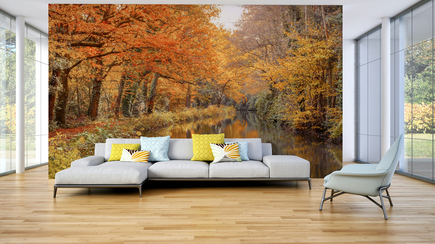 Autumnal River Serenity Wall Mural