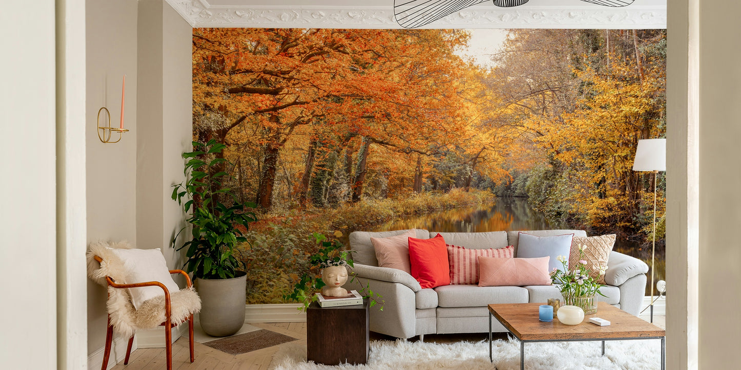 Autumnal River Serenity Wall Mural