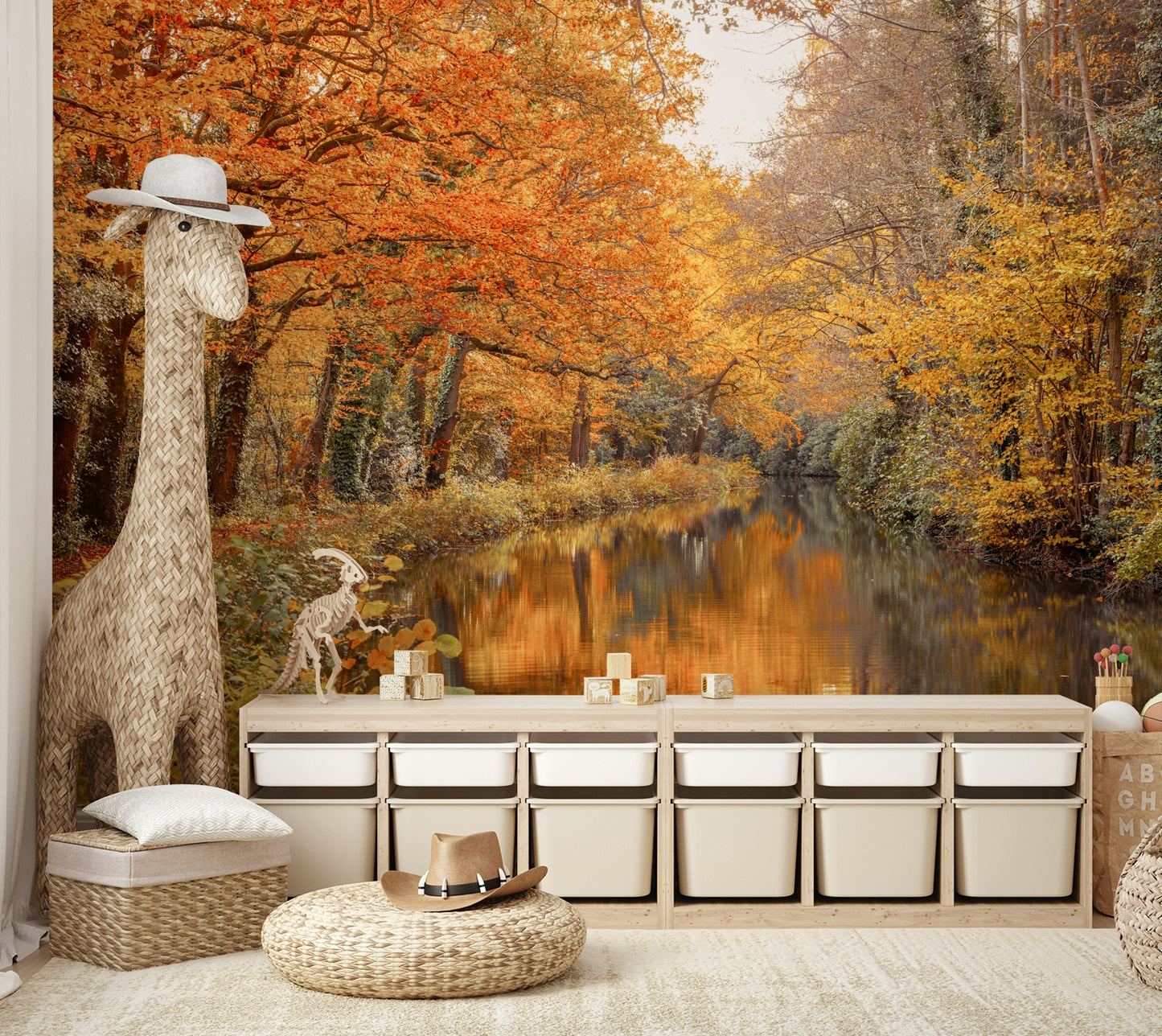 Autumnal River Serenity Wall Mural