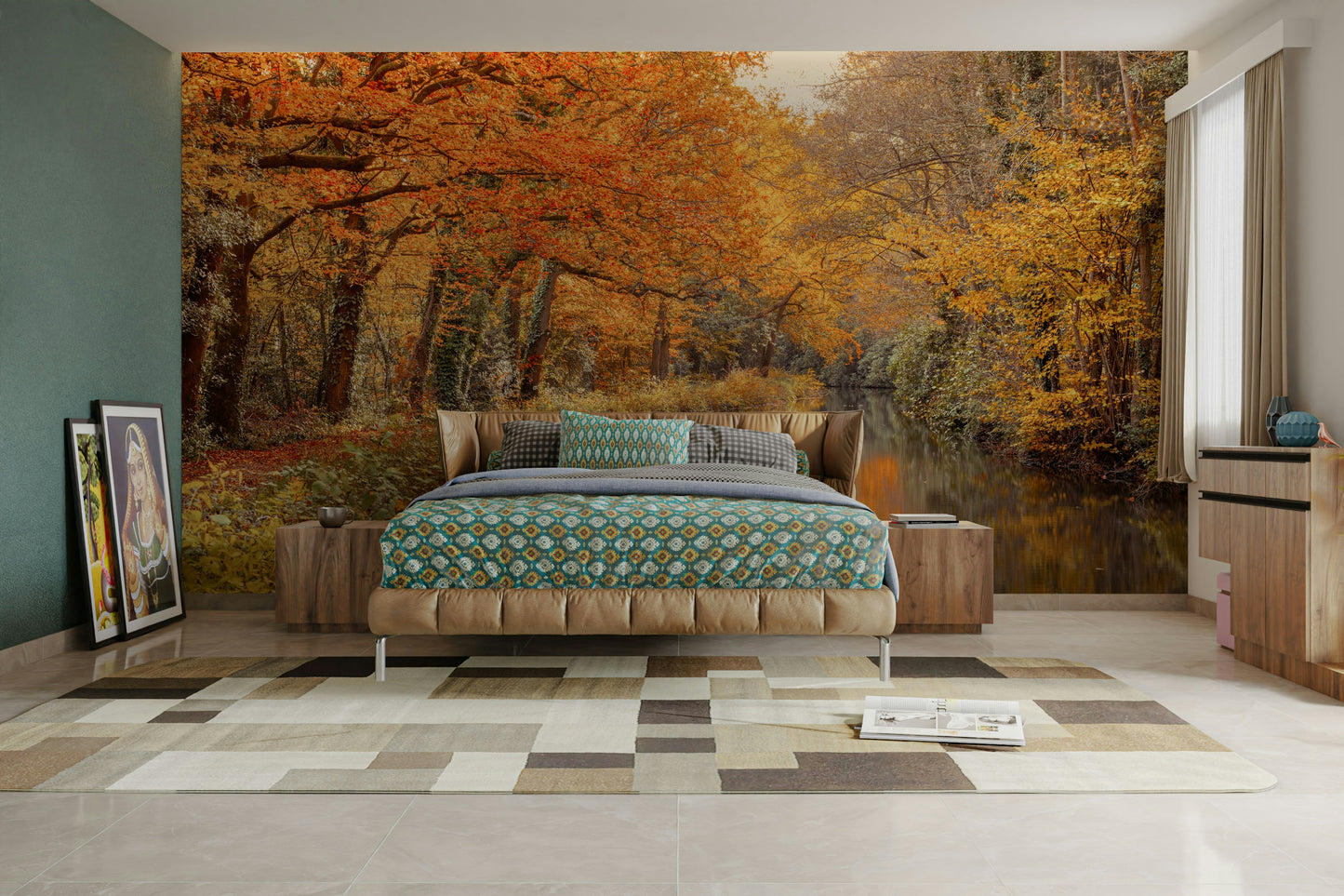 Autumnal River Serenity Wall Mural