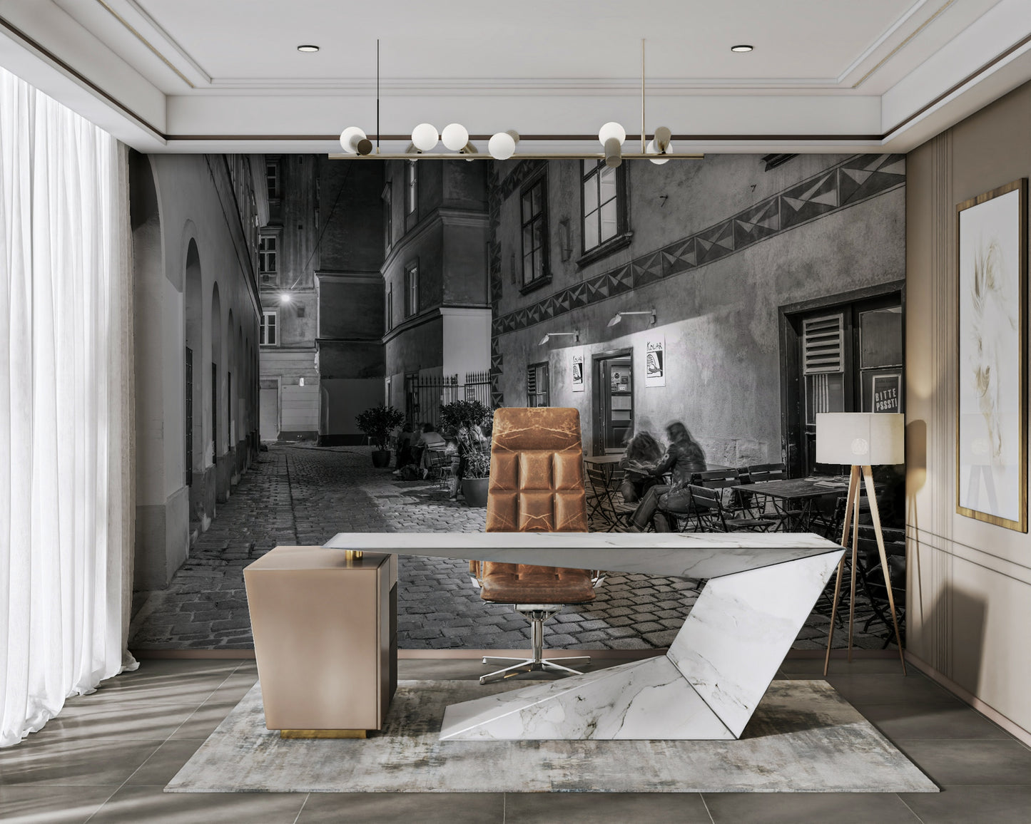 Street cafe in Vienna Wall Mural