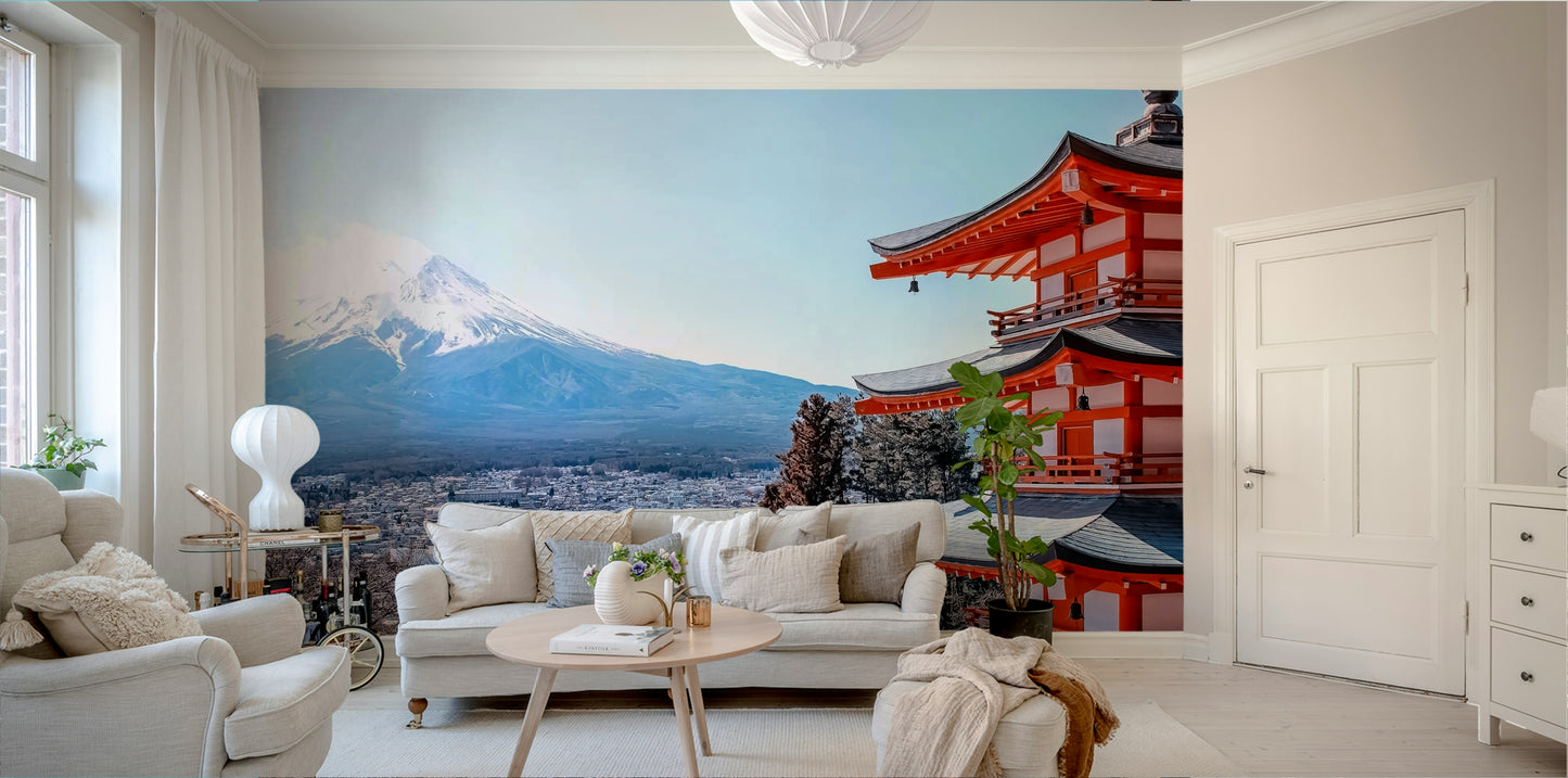 Tranquil Pagoda Peak Wall Mural