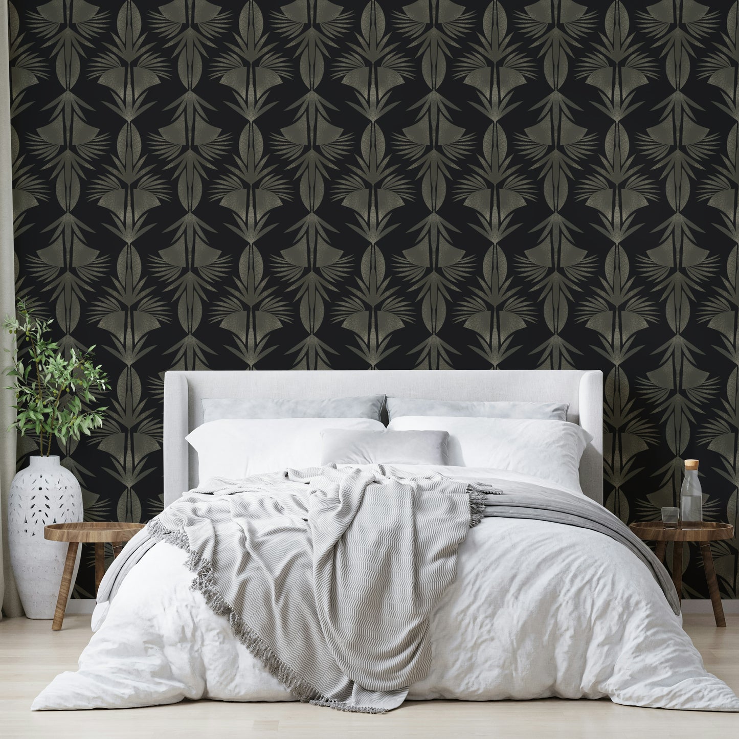 Art Deco Leaf Wallpaper⁠