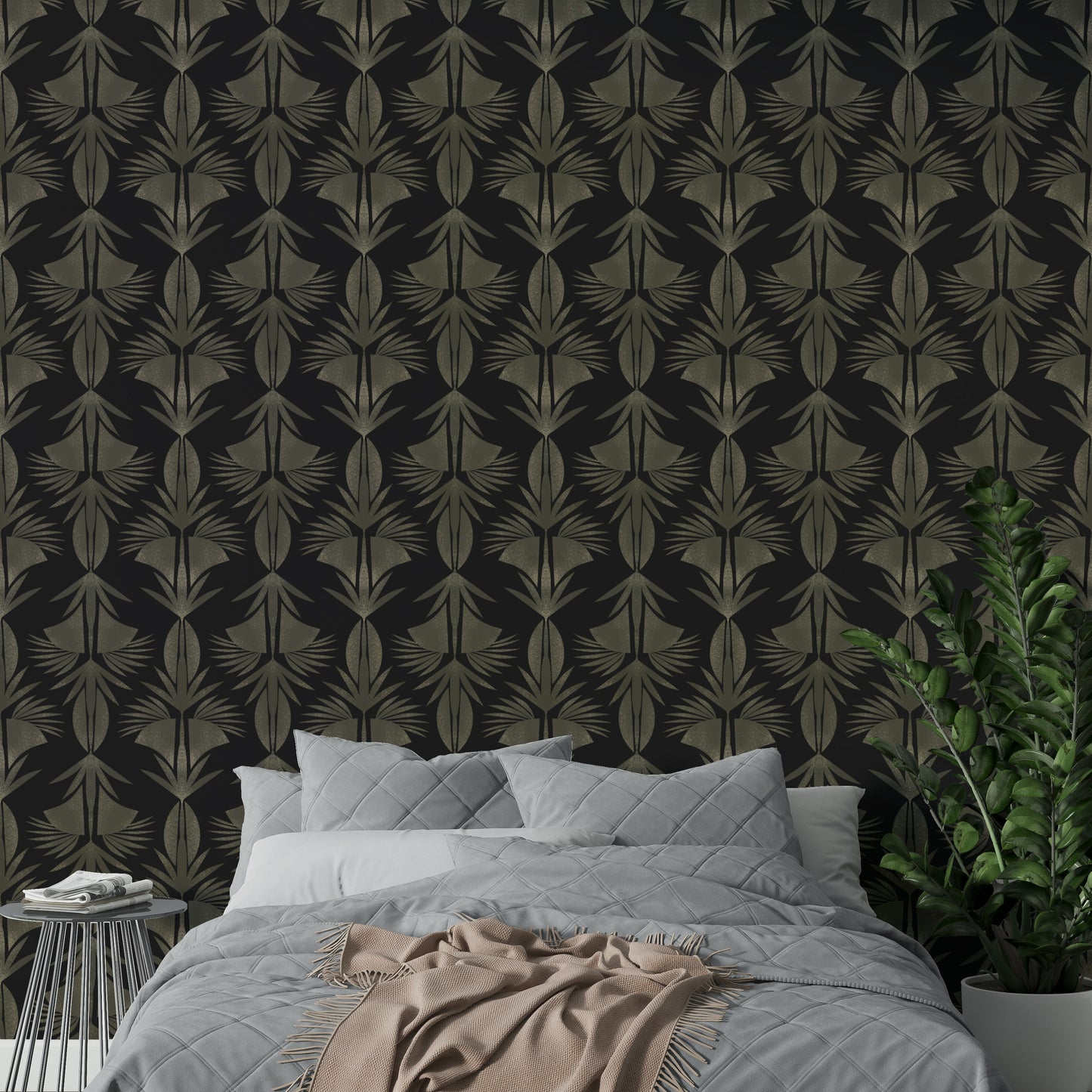 Art Deco Leaf Wallpaper⁠