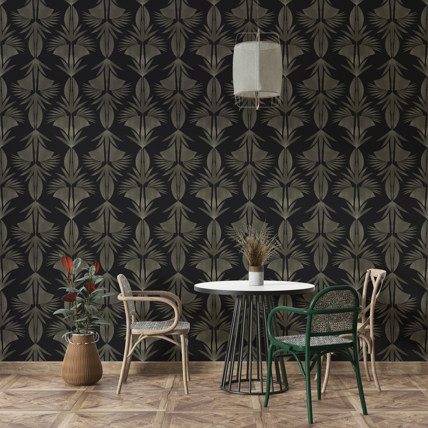 Art Deco Leaf Wallpaper⁠