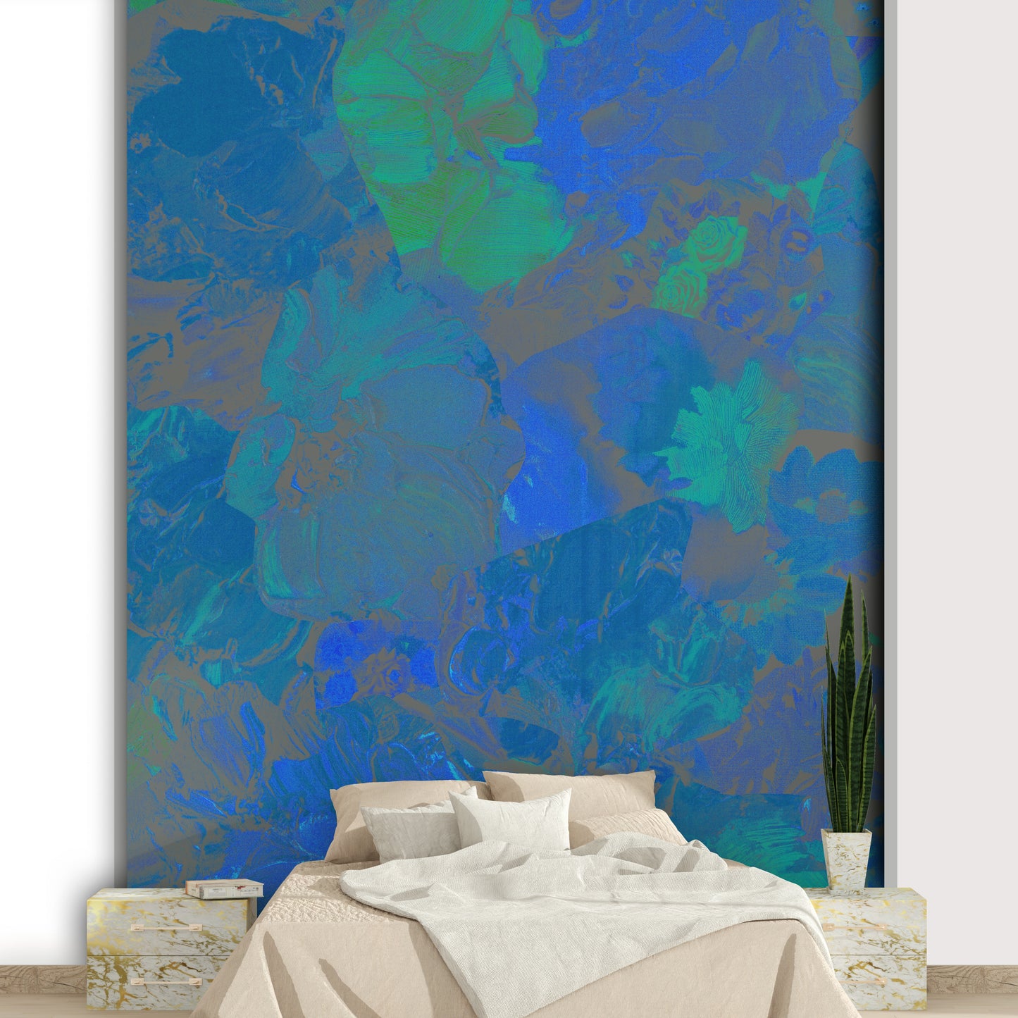 Azure Bloom Wall Mural