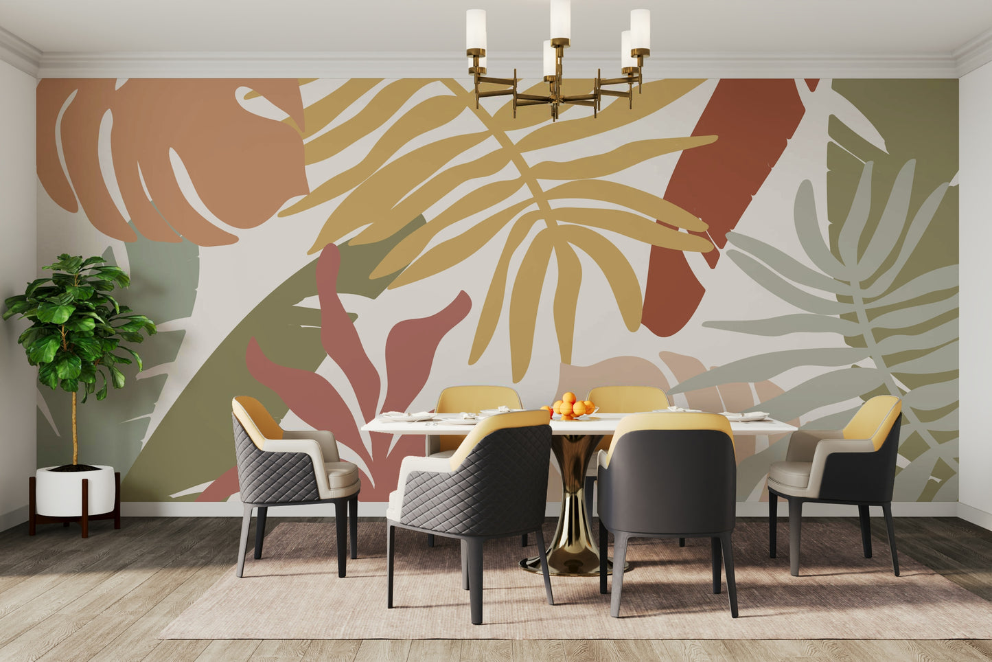 Boho Tropical Leaves Wall Mural