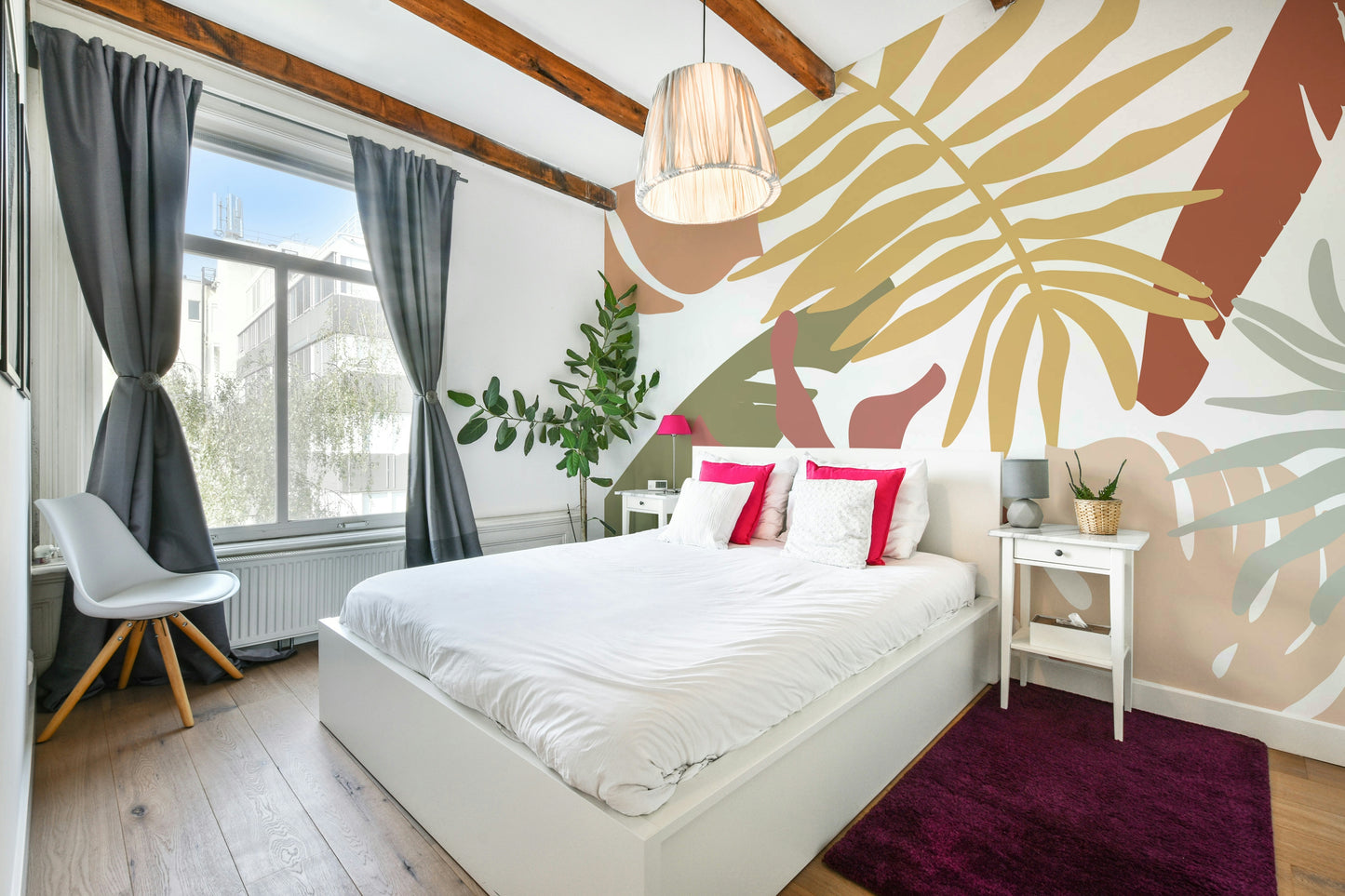 Boho Tropical Leaves Wall Mural