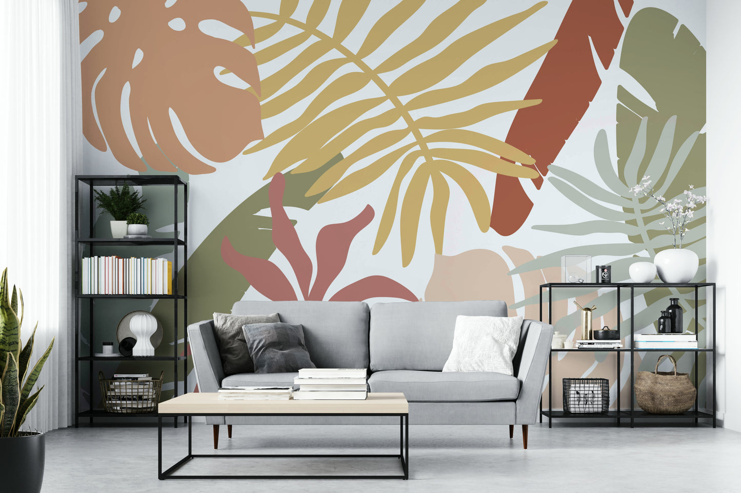 Boho Tropical Leaves Wall Mural