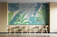 A serene botanical pattern wall mural for your decor.

