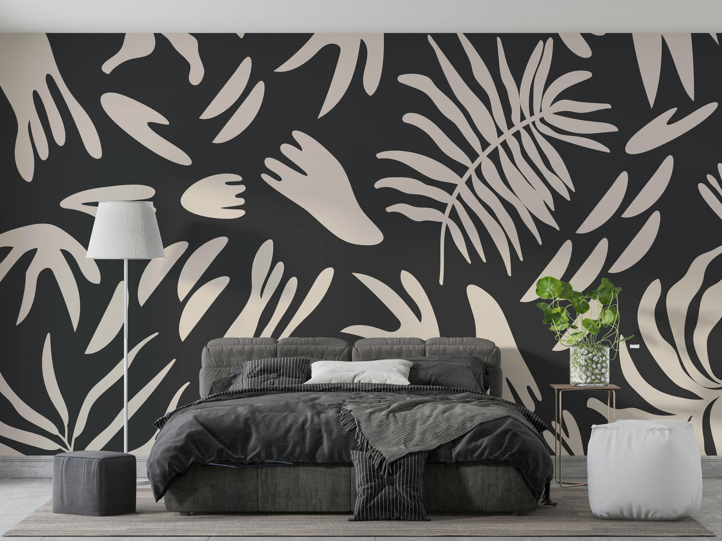 A peaceful abstract design mural on decorative wallpaper.

